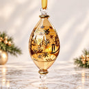 Hand Blown Glass Teardrop Ornament, Christmas Tree & Star Design, Egyptian Handmade Glass Ornament, Artisan Holiday Tree Decor Oval Ornament