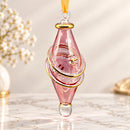 Egyptian Hand Blown Glass Christmas Ornament, Teardrop Swirl Bauble, Handmade Artisan Glass Tree Decoration, Unique Holiday Gift