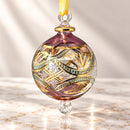 Hand Blown Glass Globe Ornament, Etched Geometric Starburst Design, Egyptian Handmade Christmas Ornament, Artisan Glass Holiday Decor