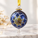 Small Hand Blown Glass Globe Ornament, Hand Painted Floral Design, Egyptian Handmade Christmas Ornament, Mini Artisan Glass Tree Decor