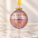 Small Hand Blown Glass Globe Ornament, Hand Painted Floral Design, Egyptian Handmade Christmas Ornament, Mini Artisan Glass Tree Decor