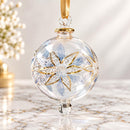 Hand Blown Glass Floral Globe Ornament, Jeweled Flower Christmas Ornament, Egyptian Artisan Glass, 14K Gold Accents, Holiday Decor