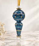 Hand Blown Glass Finial Ornament, Wavy Design Christmas Bauble, Egyptian Glass Drop Ornament, Artisan Holiday Decor, Unique Christmas Gift