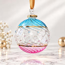 Hand Blown Glass Globe Ornament, Jeweled Dot & Swirl Design, Egyptian Handmade Christmas Ornament, Artisan Glass Holiday Tree Decor