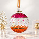 Hand Blown Glass Globe Ornament, Jeweled Dot & Swirl Design, Egyptian Handmade Christmas Ornament, Artisan Glass Holiday Tree Decor