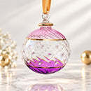 Hand Blown Glass Globe Ornament, Jeweled Dot & Swirl Design, Egyptian Handmade Christmas Ornament, Artisan Glass Holiday Tree Decor