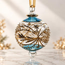 Egyptian Hand Blown Glass Christmas Ornament, Hand Painted Globe Bauble, Geometric Starburst Design, Artisan Holiday Tree Decoration