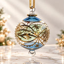 Egyptian Hand Blown Glass Christmas Ornament, Hand Painted Globe Bauble, Geometric Starburst Design, Artisan Holiday Tree Decoration