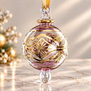 Hand Blown Glass Ornament, Starburst Floral Christmas Bauble, Jeweled Botanical Ornament Egyptian Glass Holiday Decor Artisan Christmas Gift