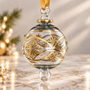 Hand Blown Glass Ornament, Starburst Floral Christmas Bauble, Jeweled Botanical Ornament Egyptian Glass Holiday Decor Artisan Christmas Gift