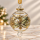 Hand Blown Glass Ornament, Starburst Floral Christmas Bauble, Jeweled Botanical Ornament Egyptian Glass Holiday Decor Artisan Christmas Gift