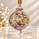 Hand Blown Glass Ornament, Starburst Floral Christmas Bauble, Jeweled Botanical Ornament Egyptian Glass Holiday Decor Artisan Christmas Gift