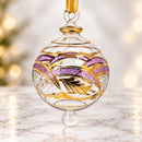 Hand Blown Glass Christmas Ornament, Ornate Leaf Globe Ornament, Egyptian Handmade Glass Bauble, Artisan Holiday Decor Unique Christmas Gift