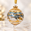 Hand Blown Glass Christmas Ornament, Ornate Leaf Globe Ornament, Egyptian Handmade Glass Bauble, Artisan Holiday Decor Unique Christmas Gift