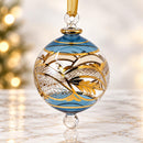 Hand Blown Glass Christmas Ornament, Ornate Leaf Globe Ornament, Egyptian Handmade Glass Bauble, Artisan Holiday Decor Unique Christmas Gift