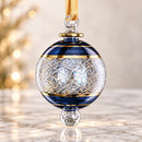 Hand Blown Glass Geometric Globe Ornament, Cut Glass Starburst Christmas Ornament, Egyptian Artisan Glass, 14K Gold Accents, Holiday Decor