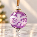 Hand Blown Glass Bow Design Globe Ornament, Etched Egyptian Christmas Ornament, 14K Gold Accents, Artisan Holiday Decor, Unique Gift
