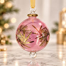 Hand Blown Glass Pine Branch Globe Ornament, Egyptian Christmas Ornament, 14K Gold Accents, Artisan Holiday Decor, Unique Gift