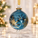 Hand Blown Glass Pine Branch Globe Ornament, Egyptian Christmas Ornament, 14K Gold Accents, Artisan Holiday Decor, Unique Gift