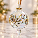 Hand Blown Glass Pine Branch Globe Ornament, Egyptian Christmas Ornament, 14K Gold Accents, Artisan Holiday Decor, Unique Gift