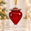 Hand Blown Glass Ribbed Onion Finial Ornament, Sculpted Teardrop Christmas Ornament, Egyptian Artisan Glass, 14K Gold Accents