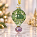 Hand Blown Glass Teardrop Ornament, Ribbed Hot Air Balloon Christmas Ornament, Egyptian Glass Bauble Artisan, Holiday Decor, Christmas Gift