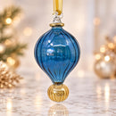 Hand Blown Glass Teardrop Ornament, Ribbed Hot Air Balloon Christmas Ornament, Egyptian Glass Bauble Artisan, Holiday Decor, Christmas Gift
