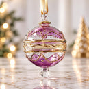 Hand Blown Glass Ornament, Beaded Garland Christmas Bauble Diagonal Swirl Glass Ornament Egyptian Glass Holiday Decor Artisan Christmas Gift