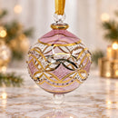 Hand Blown Glass Ornament, Ornate Geometric Lattice Christmas Bauble, Jeweled Floral Holiday Ornament, Egyptian Glass Christmas Decor