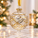 Hand Blown Glass Ornament, Ornate Geometric Lattice Christmas Bauble, Jeweled Floral Holiday Ornament, Egyptian Glass Christmas Decor