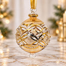 Hand Blown Glass Ornament, Ornate Geometric Lattice Christmas Bauble, Jeweled Floral Holiday Ornament, Egyptian Glass Christmas Decor