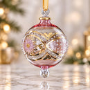 Egyptian Hand Blown Glass Christmas Ornament, Hand Painted Globe Bauble, Gold Detailed Holiday Tree Decor, Artisan Glass Ornament Gift