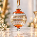 Hand Blown Glass Christmas Ornament, Etched Globe Ornament, Egyptian Handmade Glass Bauble, Artisan Holiday Decor, Unique Christmas Gift