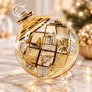 Hand Blown Glass Geometric Lattice Globe Ornament, Starburst Diamond Christmas Ornament, Egyptian Artisan Glass, 14K Gold Accents