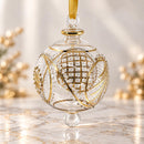 Hand Blown Glass Geometric Globe Ornament, Jeweled Medallion Christmas Ornament, Egyptian Artisan Glass, 14K Gold Accents, Holiday Decor