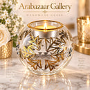 Hand Blown Glass Tea Light Holder, Gold Votive Candle Holder, Egyptian Glass Candle Holder, Wedding Centerpiece, Luxury Table Decor