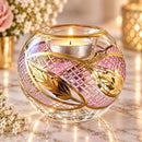 Hand Blown Glass Tea Light Holder, Pink Gold Votive Candle Holder, Egyptian Glass Wedding Centerpiece, Luxury Table Decor, Handmade Gift