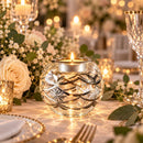 Hand Blown Glass Candle Holder, Handmade Egyptian Tealight Holder, Silver Floral Glass Votive, Wedding Centerpiece, Luxury Home Decor