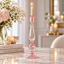 Hand Blown Glass Candlestick Holder, Elegant Taper Candle Holder, Artisan Glass Candle Stand, Wedding Table Decor, Luxury Home Decor