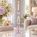 Hand Blown Glass Candlestick Holder, Elegant Taper Candle Holder, Artisan Glass Candle Stand, Wedding Table Decor, Luxury Home Decor