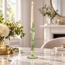 Handmade Glass Candlestick Holder, Elegant Taper Candle Holder, Ribbed Glass Candle Stand, Wedding Table Decor, Romantic Home Decor