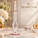 Hand Blown Glass Candlestick Holder, Egyptian Glass Candle Holder, Elegant Taper Candle Holder, Wedding Table Decor, Handmade Home Decor