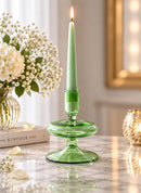 Hand Blown Glass Candle Holder, Taper Candlestick Holder, Handmade Glass Home Decor, Elegant Table Centerpiece, Wedding Candle Decor