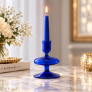 Hand Blown Glass Candle Holder, Taper Candlestick Holder, Handmade Glass Home Decor, Elegant Table Centerpiece, Wedding Candle Decor
