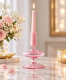 Hand Blown Glass Candle Holder, Taper Candlestick Holder, Handmade Glass Home Decor, Elegant Table Centerpiece, Wedding Candle Decor