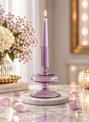 Hand Blown Glass Candle Holder, Taper Candlestick Holder, Handmade Glass Home Decor, Elegant Table Centerpiece, Wedding Candle Decor