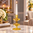 Hand Blown Glass Candle Holder, Taper Candlestick Holder, Handmade Glass Home Decor, Elegant Table Centerpiece, Wedding Candle Decor