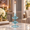 Hand Blown Glass Candle Holder, Taper Candlestick Holder, Handmade Glass Home Decor, Elegant Table Centerpiece, Wedding Candle Decor