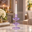 Hand Blown Glass Candle Holder, Taper Candlestick Holder, Handmade Glass Home Decor, Elegant Table Centerpiece, Wedding Candle Decor