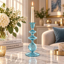 Hand Blown Glass Candle Holder, Egyptian Handmade Taper Candlestick, Elegant Glass Candle Stand, Wedding Table Decor, Unique Home Gift